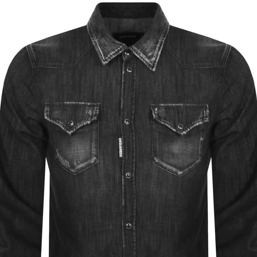 Replay black denim shirt discount